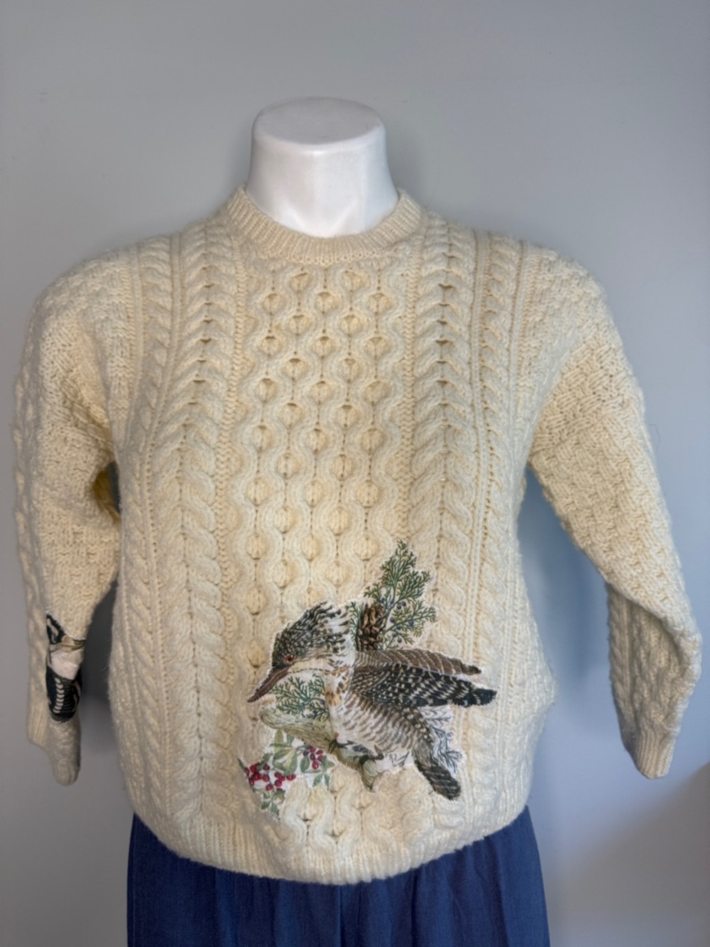 Custom Vintage Aran Isles Merino Wool Sweater Women Small EUC